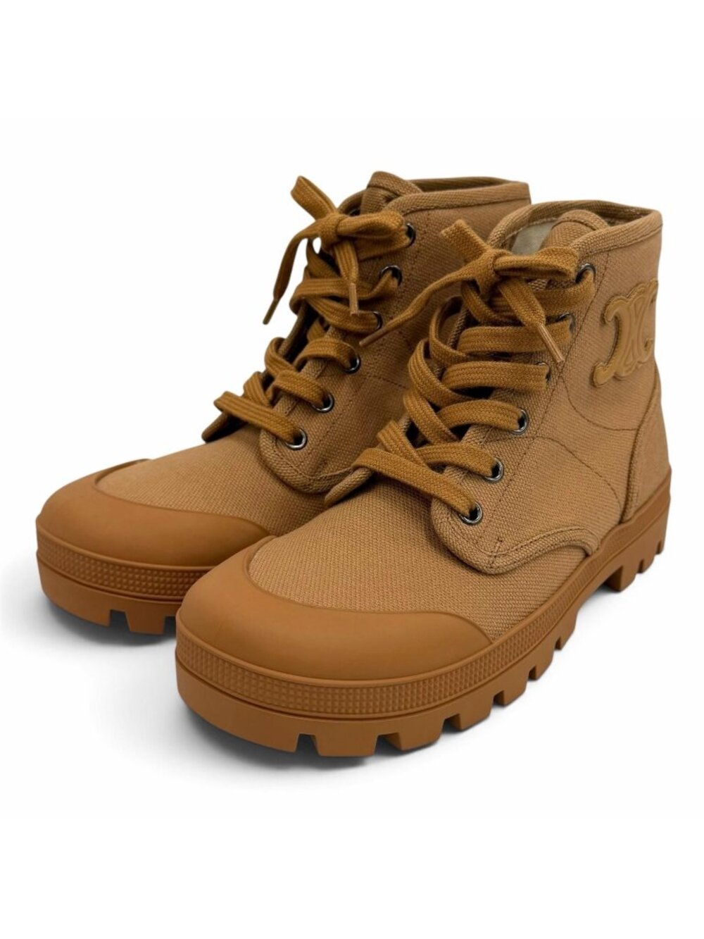 Celine Triomphe Patapan Lace-up Short Boots Brown